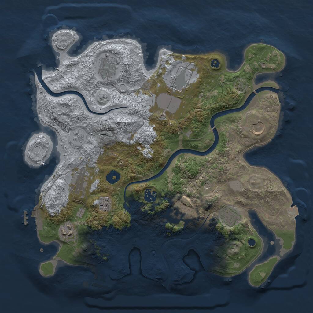 Rust Map: Procedural Map, Size: 3500, Seed: 4453411, 15 Monuments