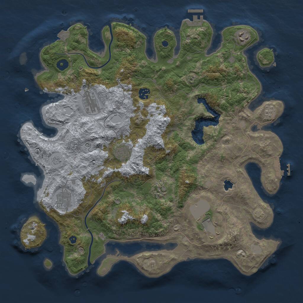 Rust Map: Procedural Map, Size: 4000, Seed: 954798807, 14 Monuments