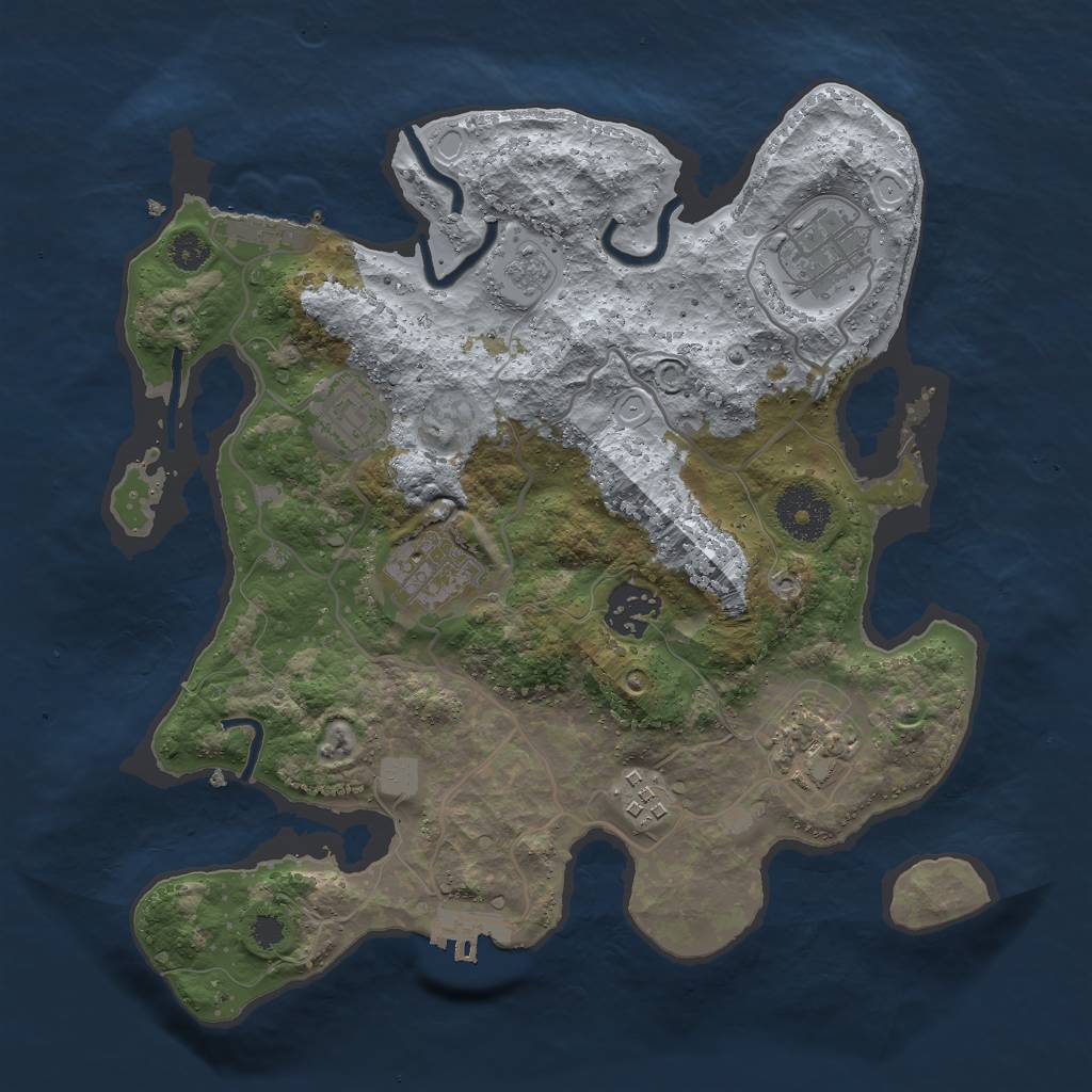 Rust Map: Procedural Map, Size: 3000, Seed: 1415784780, 12 Monuments