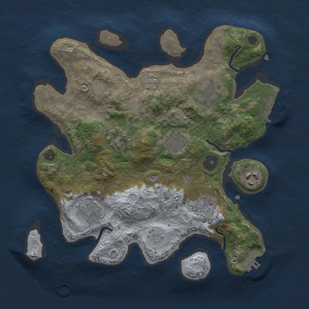 Rust Map: Procedural Map, Size: 3000, Seed: 1332442186, 14 Monuments