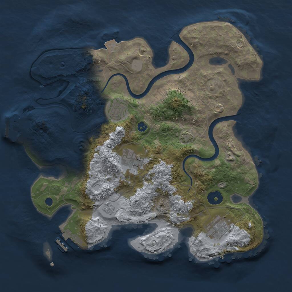Rust Map: Procedural Map, Size: 3000, Seed: 23079, 8 Monuments