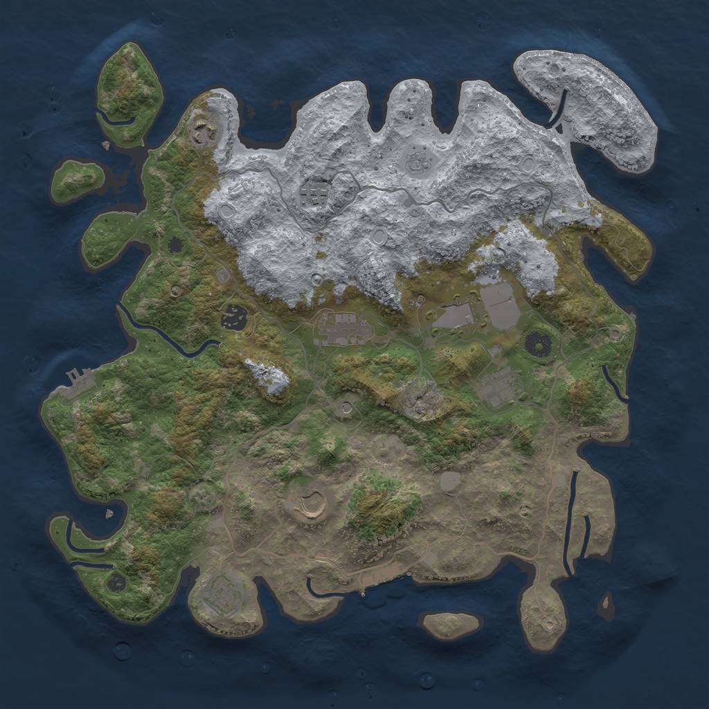 Rust Map: Procedural Map, Size: 4000, Seed: 394873, 15 Monuments