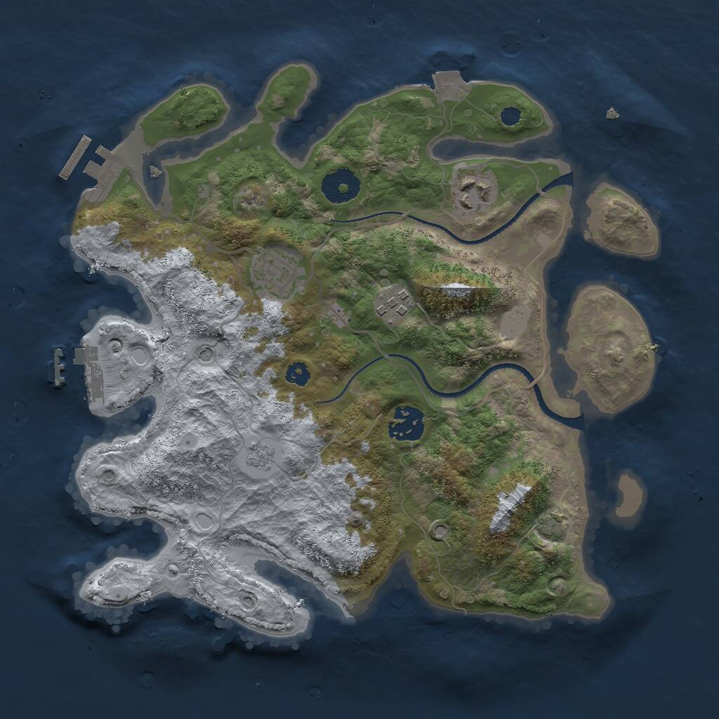Rust Map: Procedural Map, Size: 3000, Seed: 18143, 10 Monuments