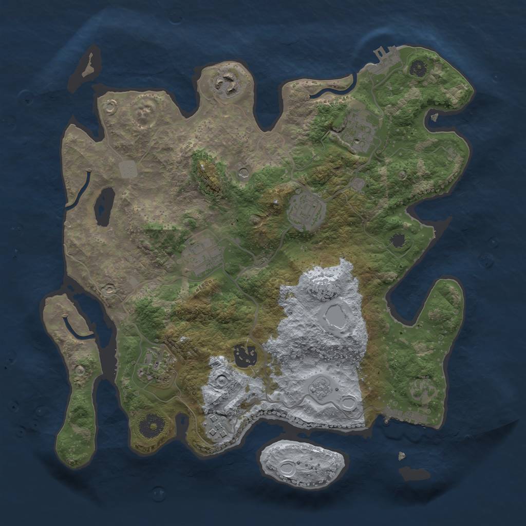 Rust Map: Procedural Map, Size: 3250, Seed: 1225535715, 14 Monuments