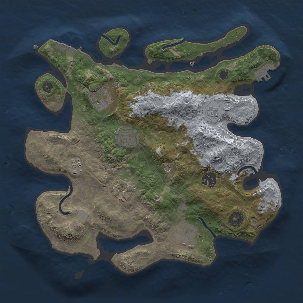 Rust Map: Procedural Map, Size: 3000, Seed: 27530, 13 Monuments