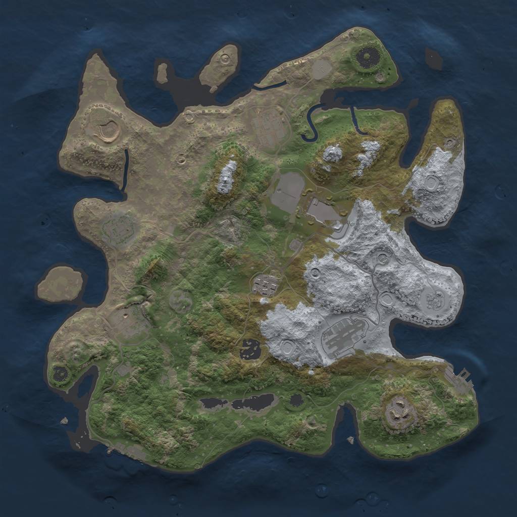 Rust Map: Procedural Map, Size: 3500, Seed: 22857802, 16 Monuments