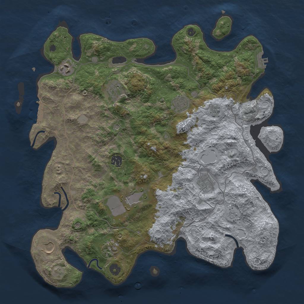 Rust Map: Procedural Map, Size: 4000, Seed: 2222222, 16 Monuments
