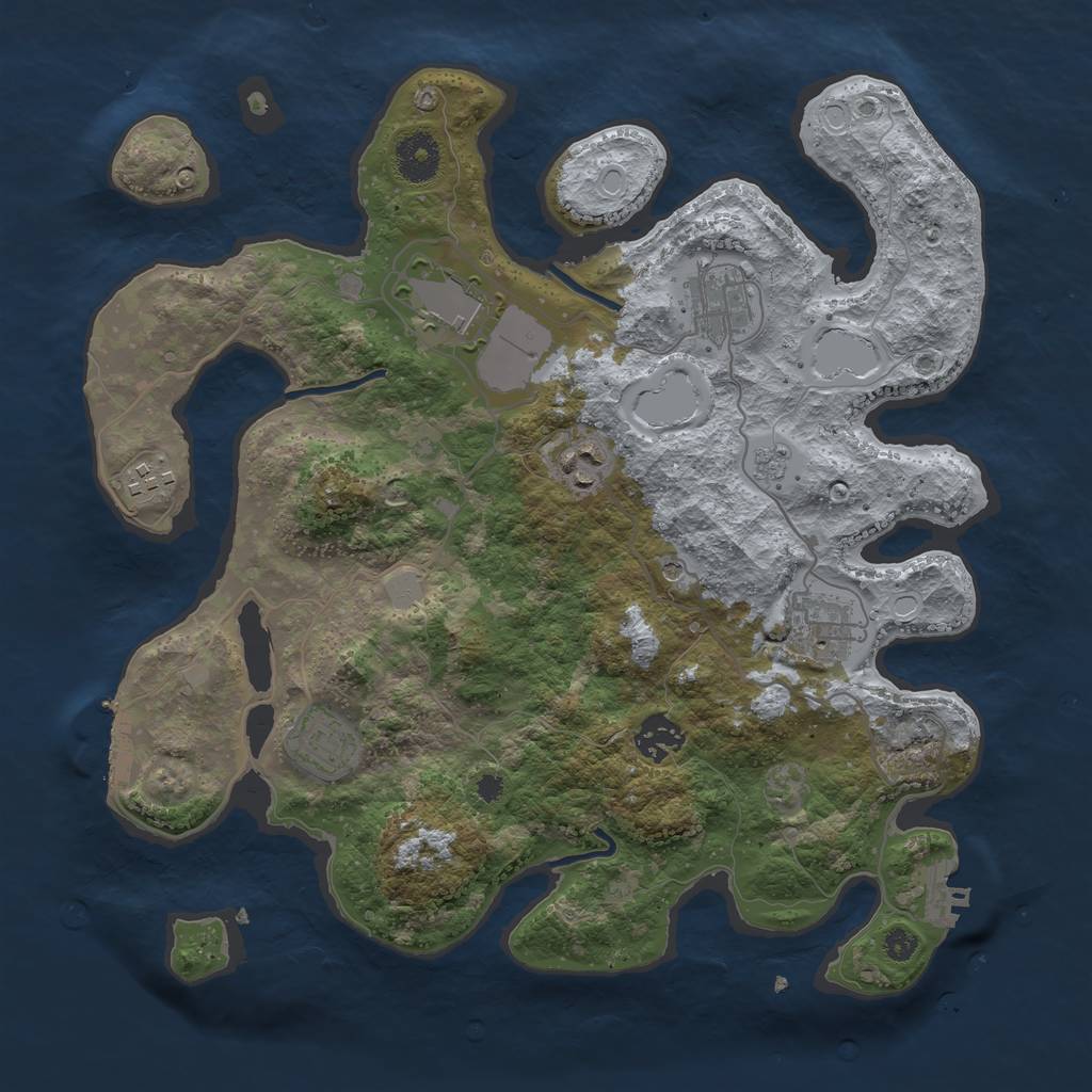 Rust Map: Procedural Map, Size: 3500, Seed: 23485925, 14 Monuments