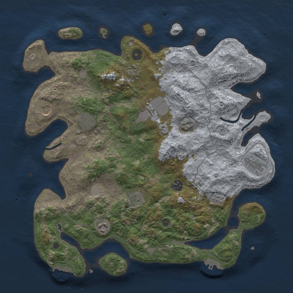 Rust Map: Procedural Map, Size: 4000, Seed: 97749287, 16 Monuments