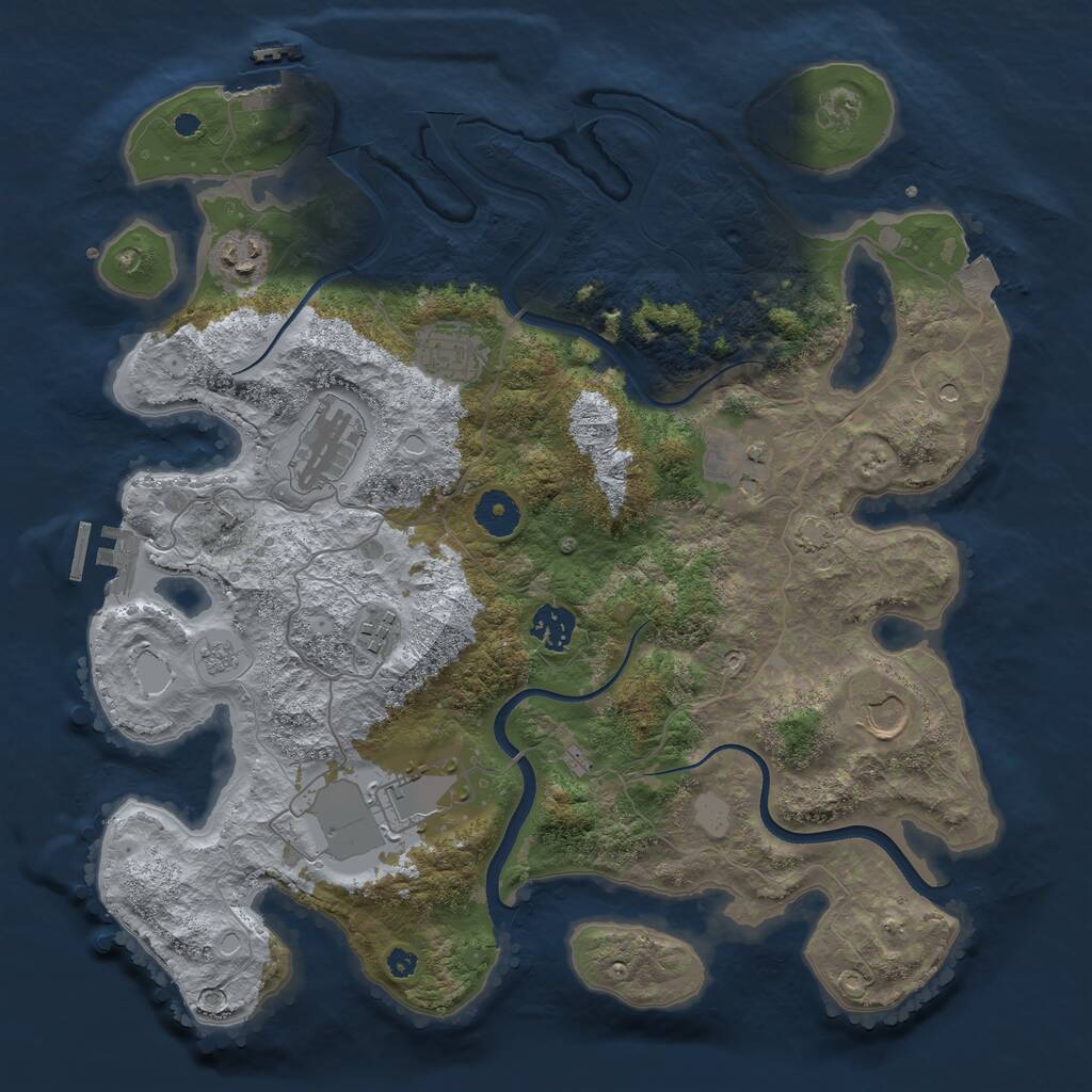 Rust Map: Procedural Map, Size: 3700, Seed: 579280600, 14 Monuments