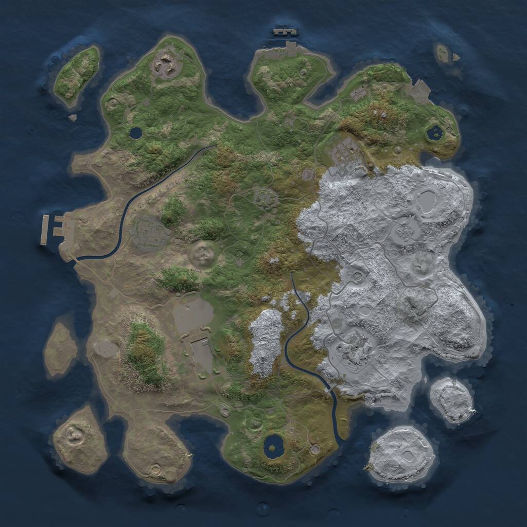Rust Map: Procedural Map, Size: 3500, Seed: 454654, 11 Monuments
