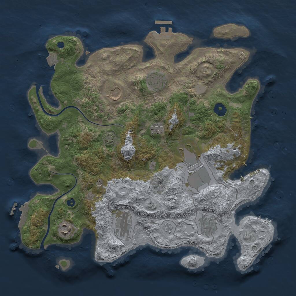 Rust Map: Procedural Map, Size: 3500, Seed: 1624414698, 13 Monuments