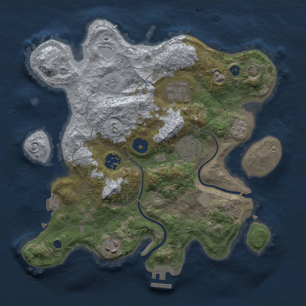 Rust Map: Procedural Map, Size: 3000, Seed: 18265, 10 Monuments