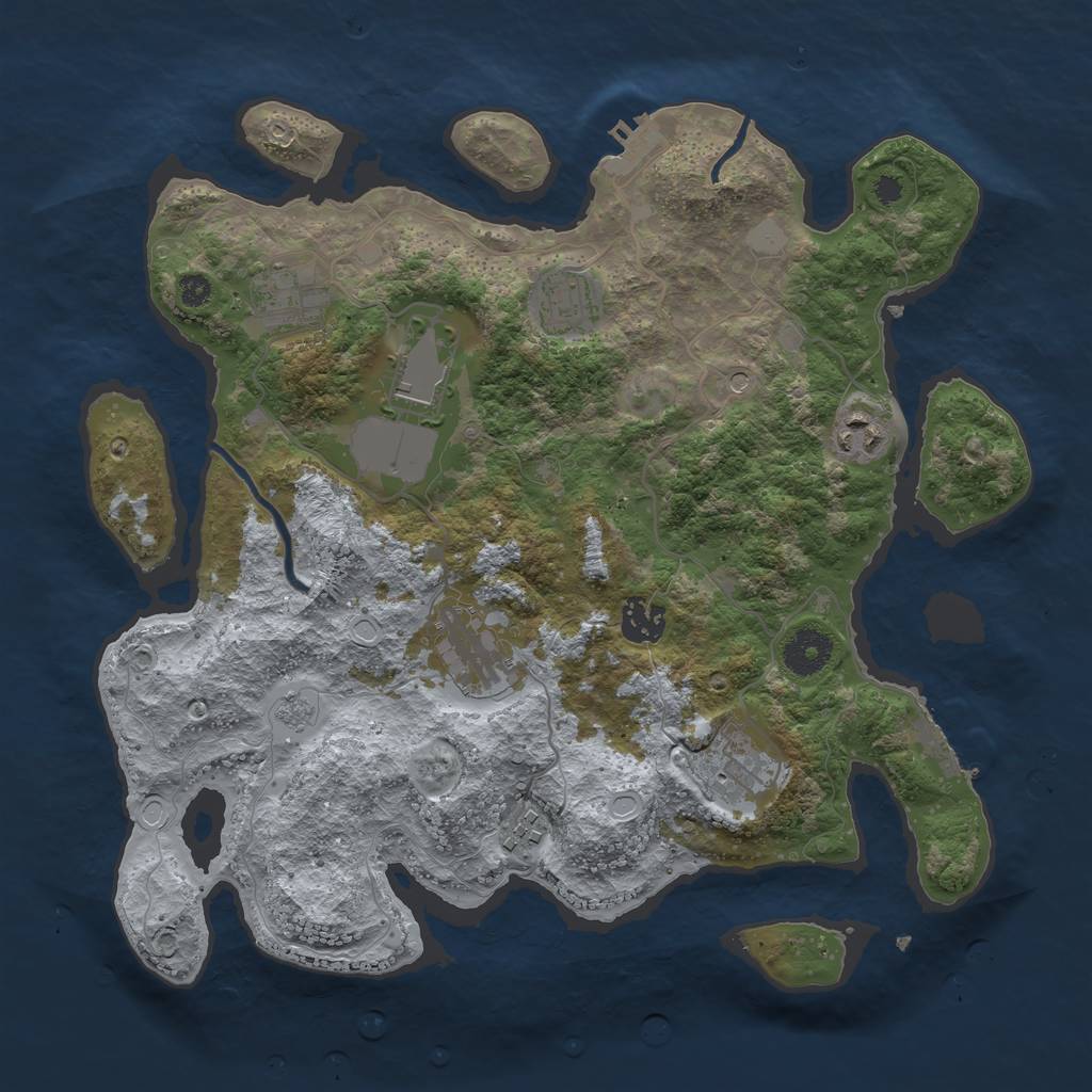 Rust Map: Procedural Map, Size: 3500, Seed: 391091370, 15 Monuments