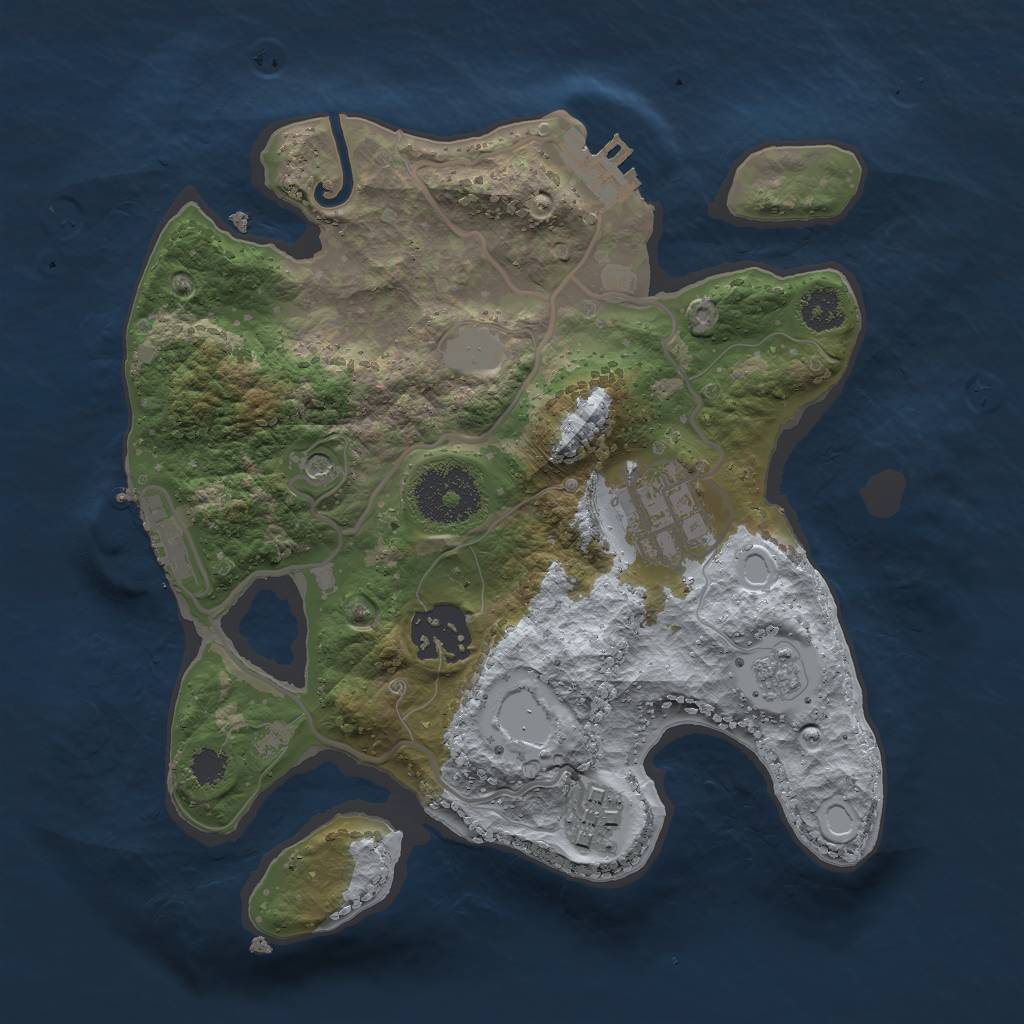 Rust Map: Procedural Map, Size: 2500, Seed: 1814832655, 10 Monuments