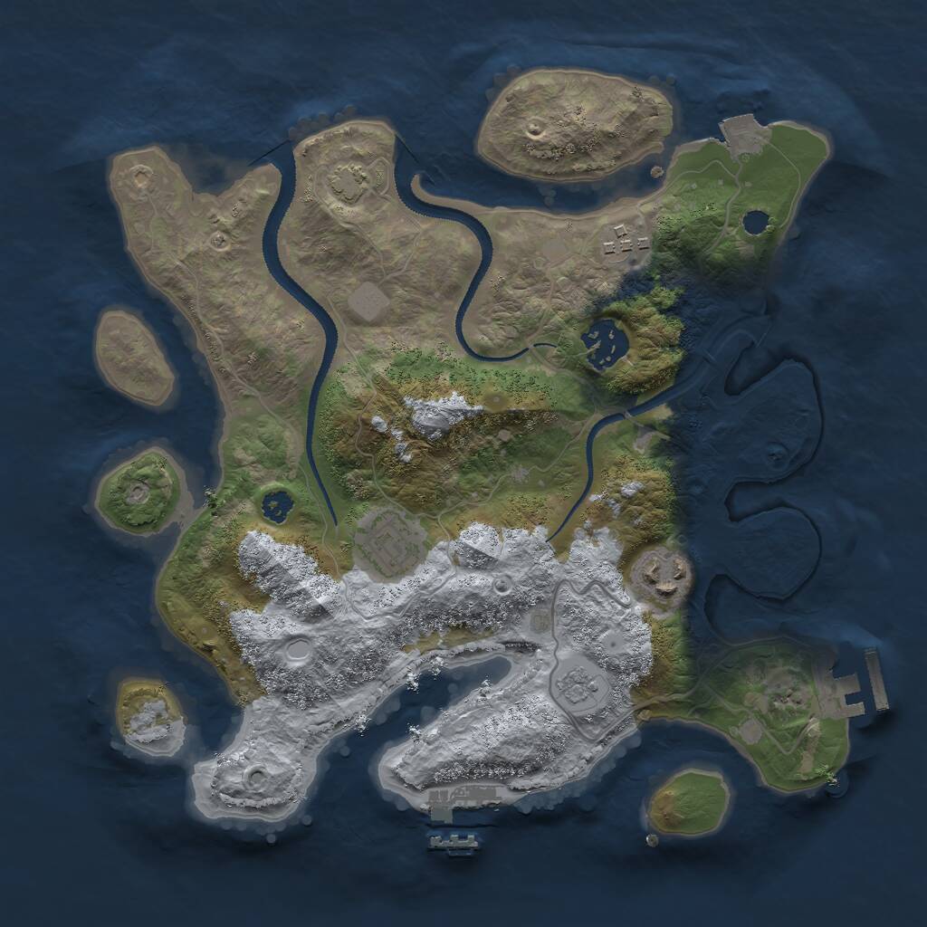 Rust Map: Procedural Map, Size: 3000, Seed: 16222, 9 Monuments
