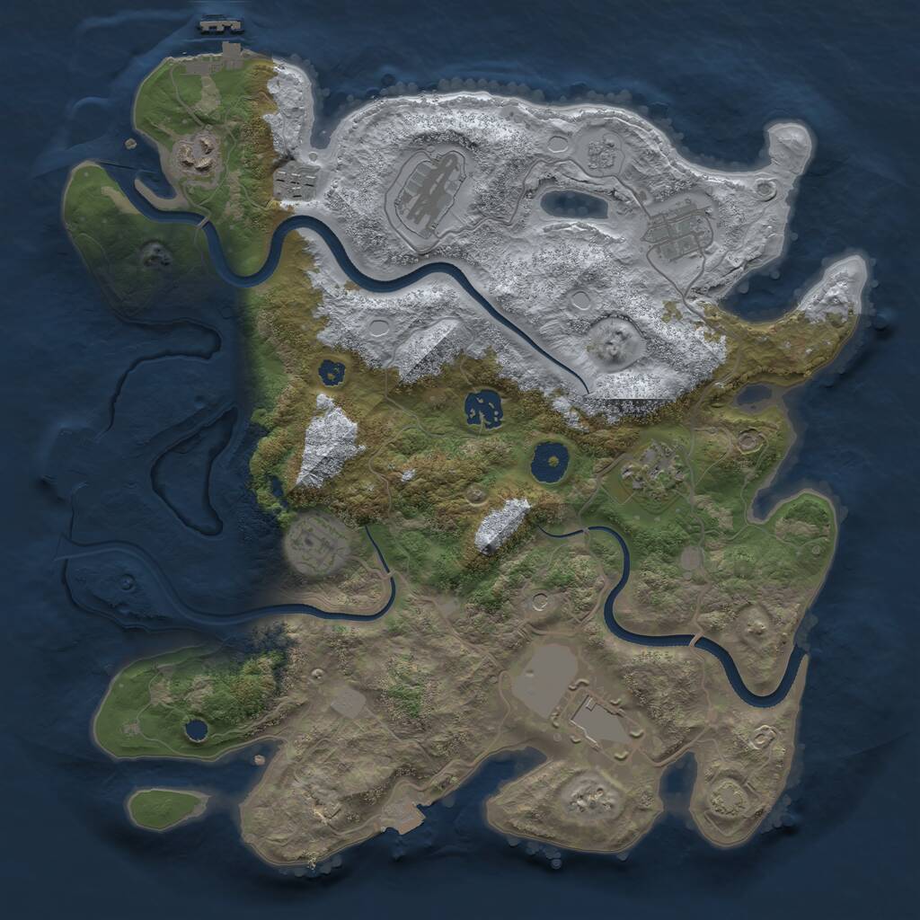 Rust Map: Procedural Map, Size: 3500, Seed: 270233877, 14 Monuments