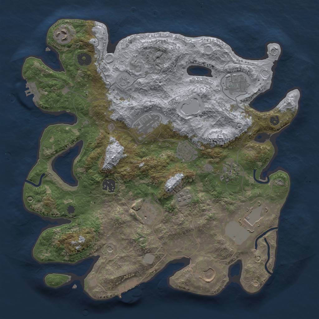 Rust Map: Procedural Map, Size: 3500, Seed: 270233877, 17 Monuments
