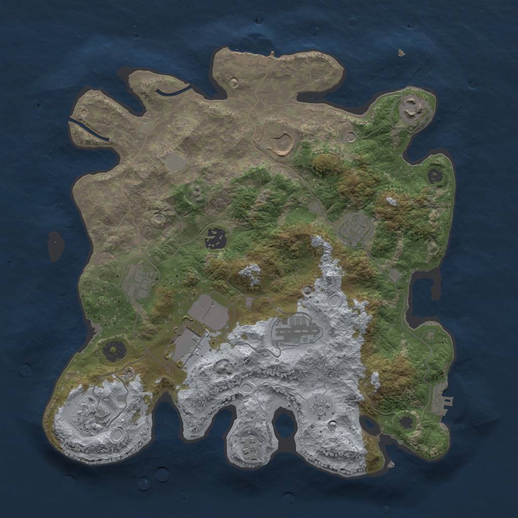Rust Map: Procedural Map, Size: 3500, Seed: 1315207934, 16 Monuments