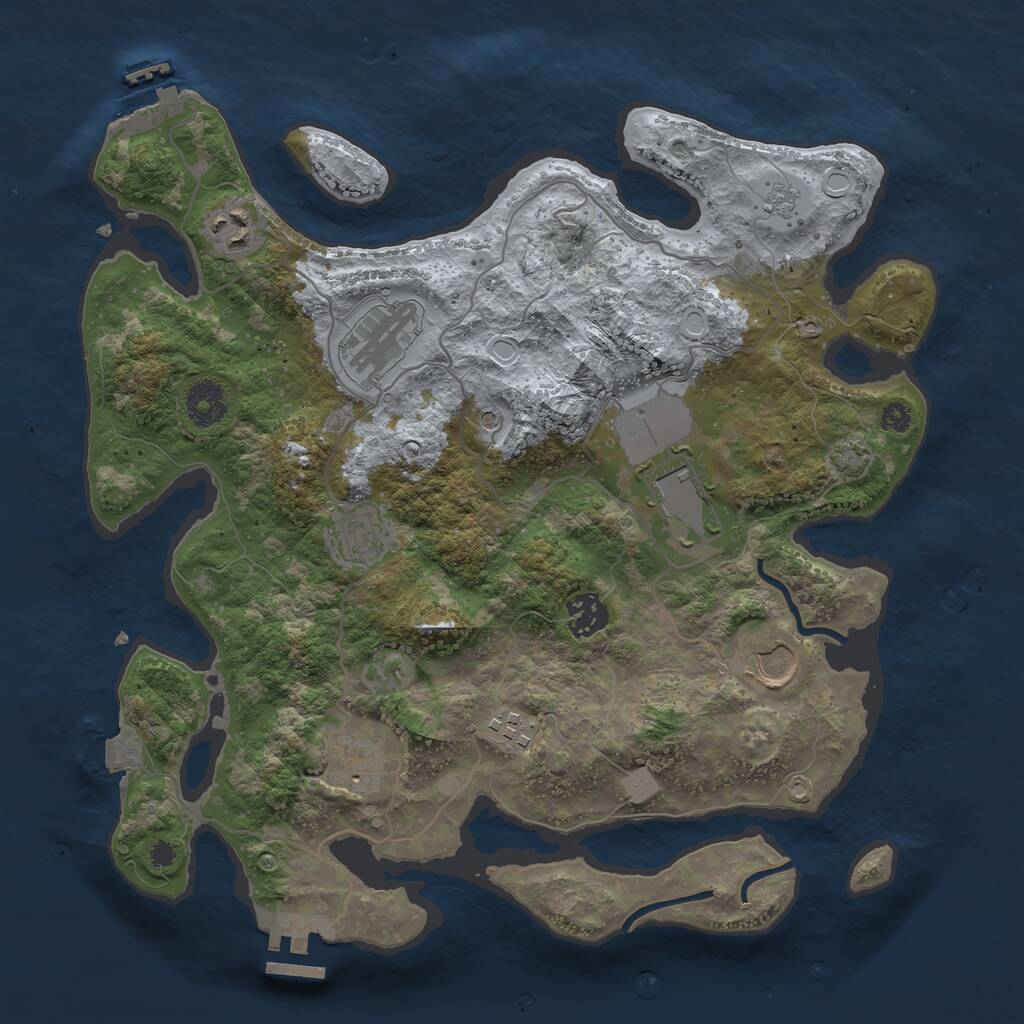 Rust Map: Procedural Map, Size: 3500, Seed: 13675, 14 Monuments