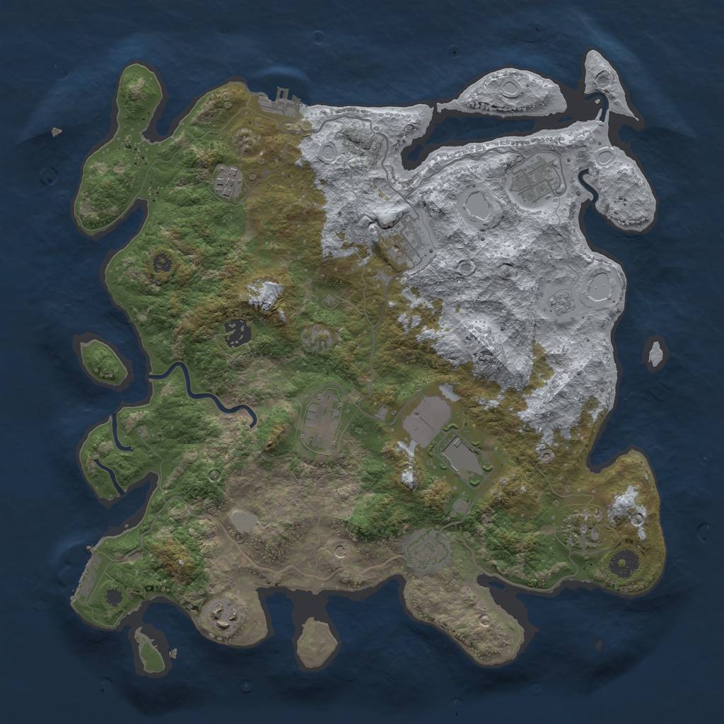 Rust Map: Procedural Map, Size: 3800, Seed: 74328, 16 Monuments