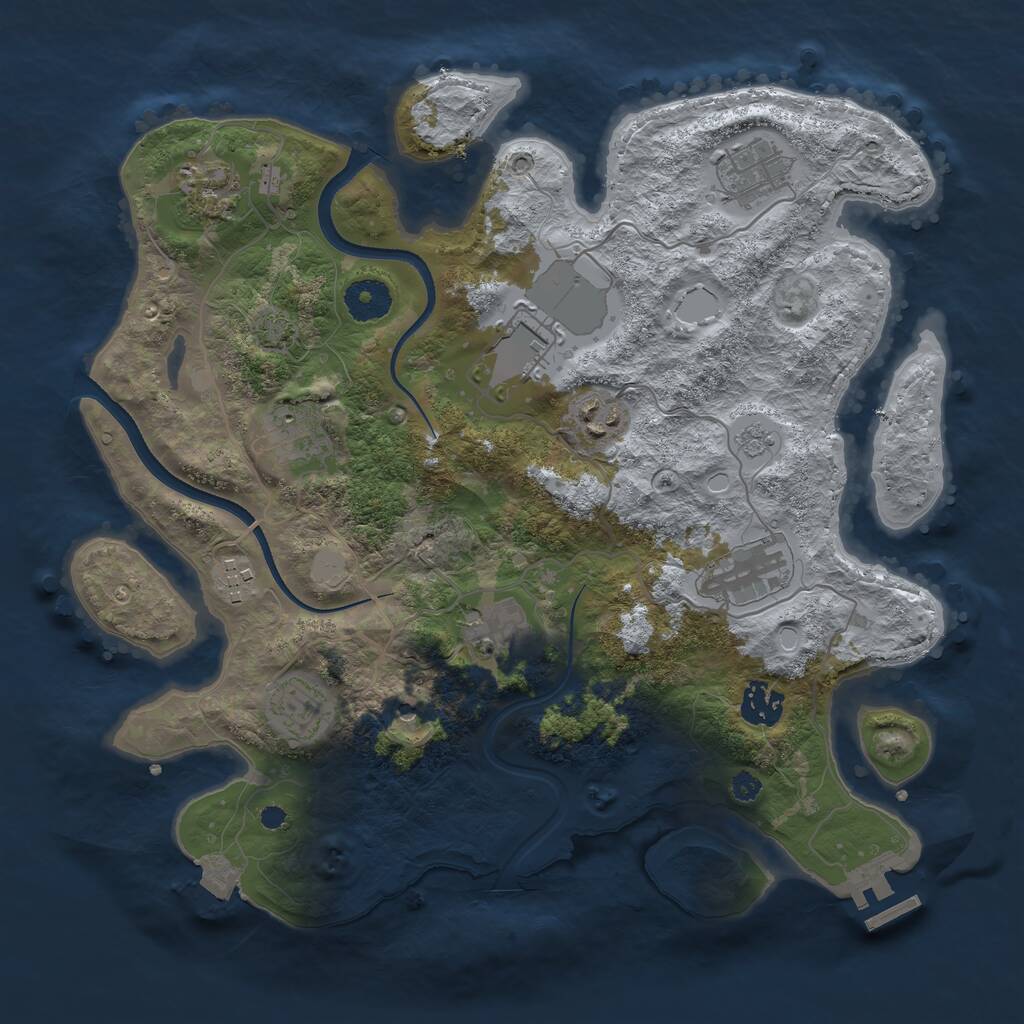 Rust Map: Procedural Map, Size: 3500, Seed: 1182283784, 15 Monuments
