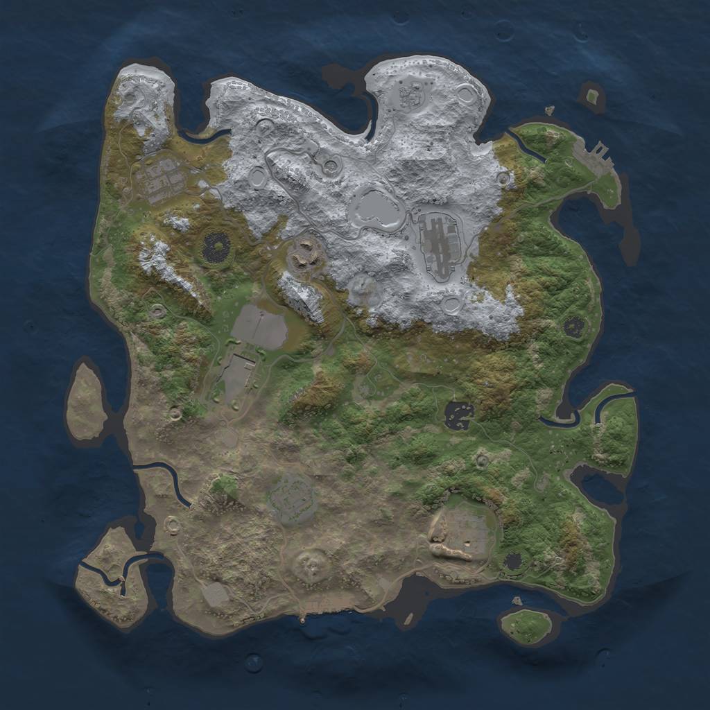 Rust Map: Procedural Map, Size: 3500, Seed: 2137568952, 14 Monuments