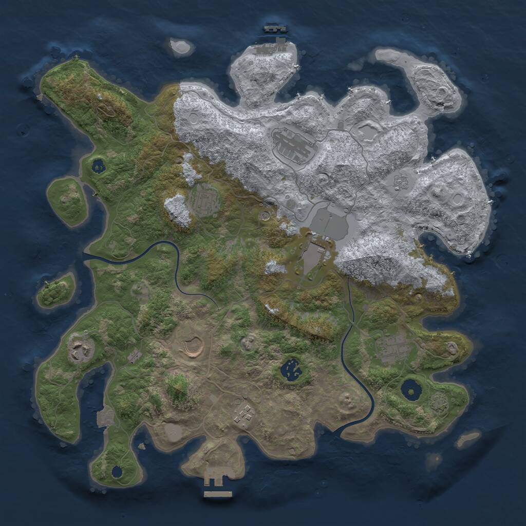 Rust Map: Procedural Map, Size: 3800, Seed: 1592208, 14 Monuments
