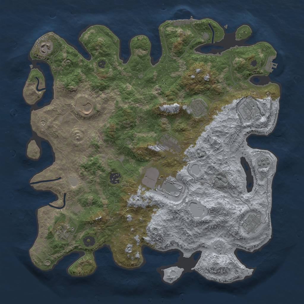 Rust Map: Procedural Map, Size: 3950, Seed: 42378, 17 Monuments