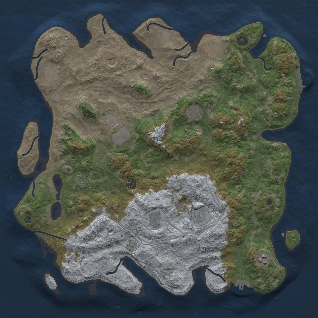 Rust Map: Procedural Map, Size: 4500, Seed: 212345, 18 Monuments