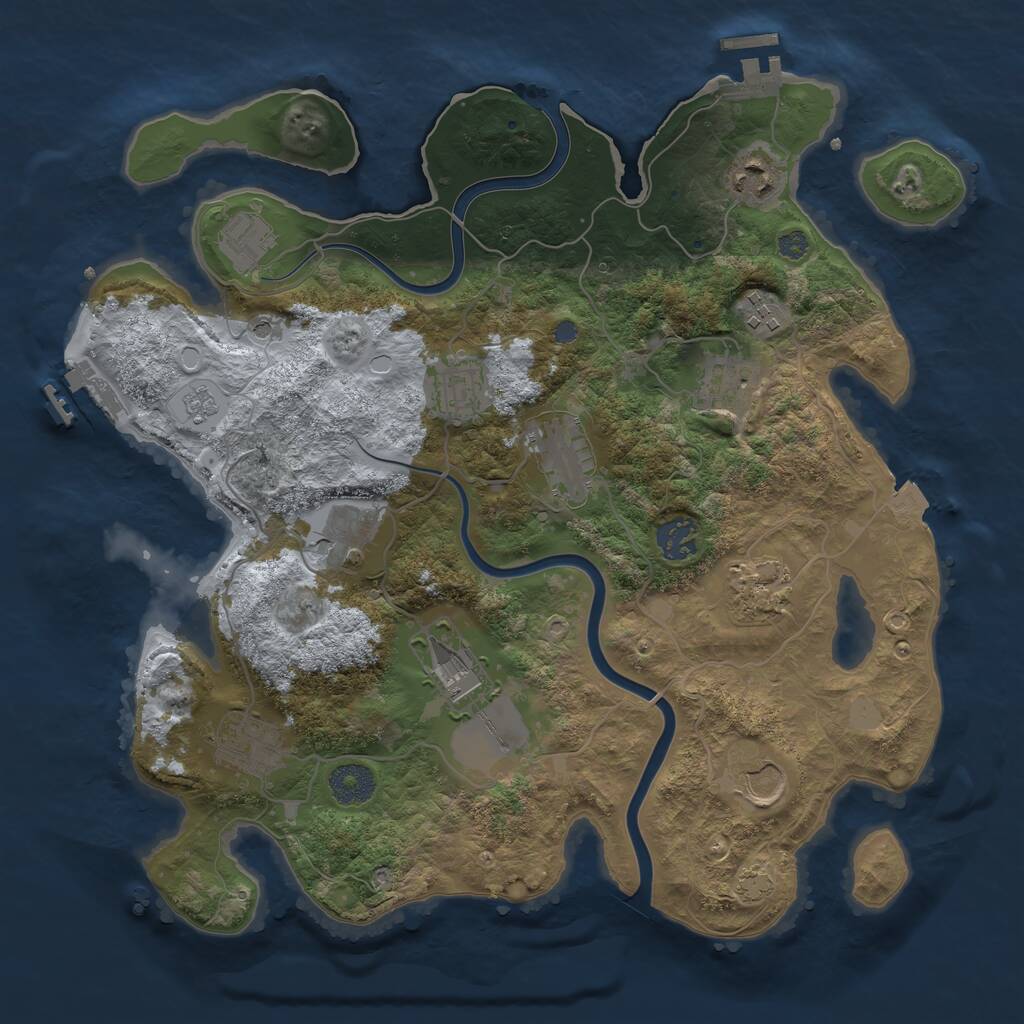 Rust Map: Procedural Map, Size: 3550, Seed: 963604, 19 Monuments