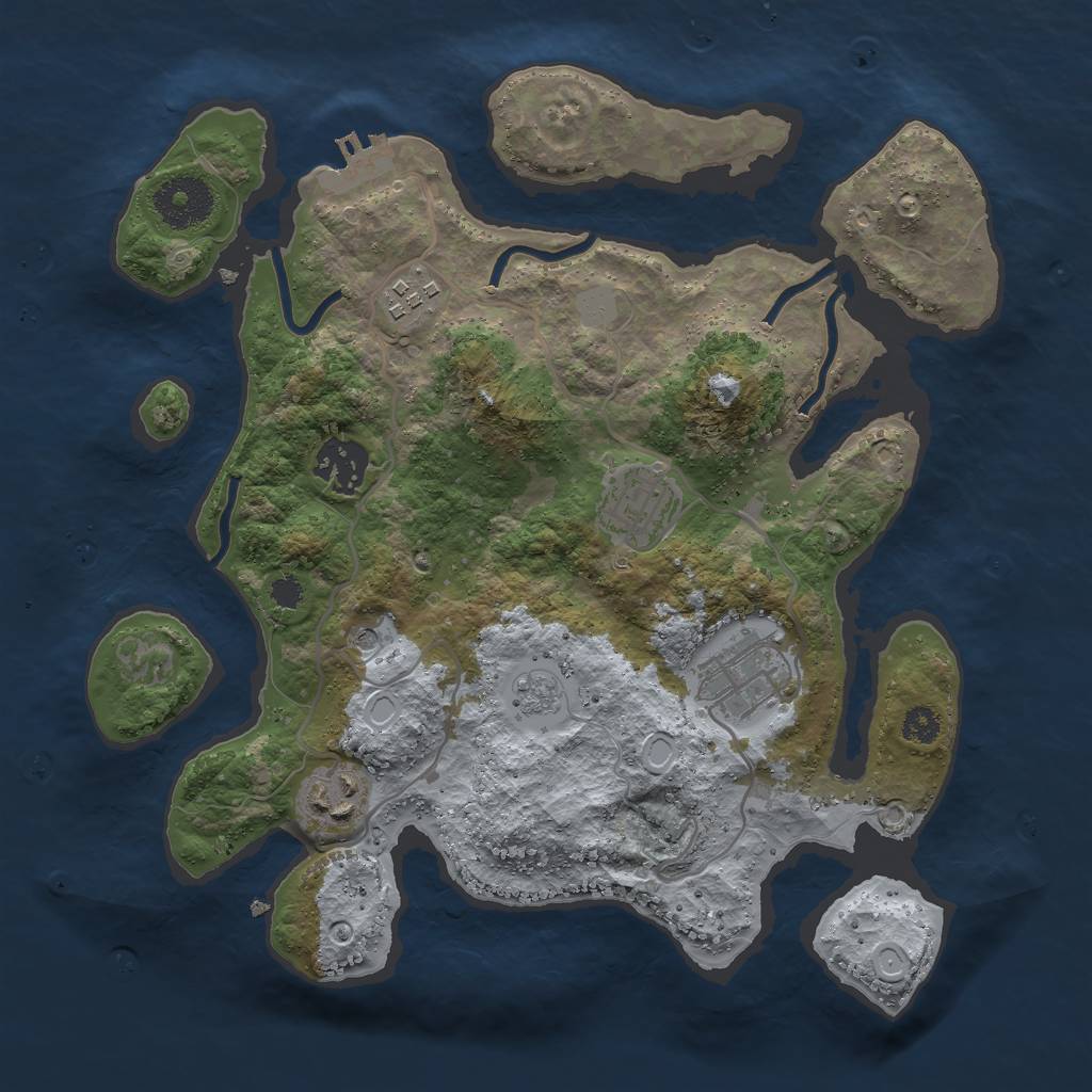 Rust Map: Procedural Map, Size: 3000, Seed: 30883, 11 Monuments