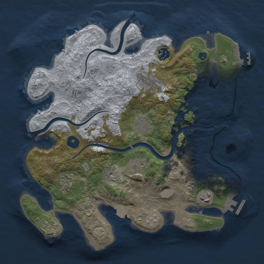 Rust Map: Procedural Map, Size: 3250, Seed: 17524, 13 Monuments