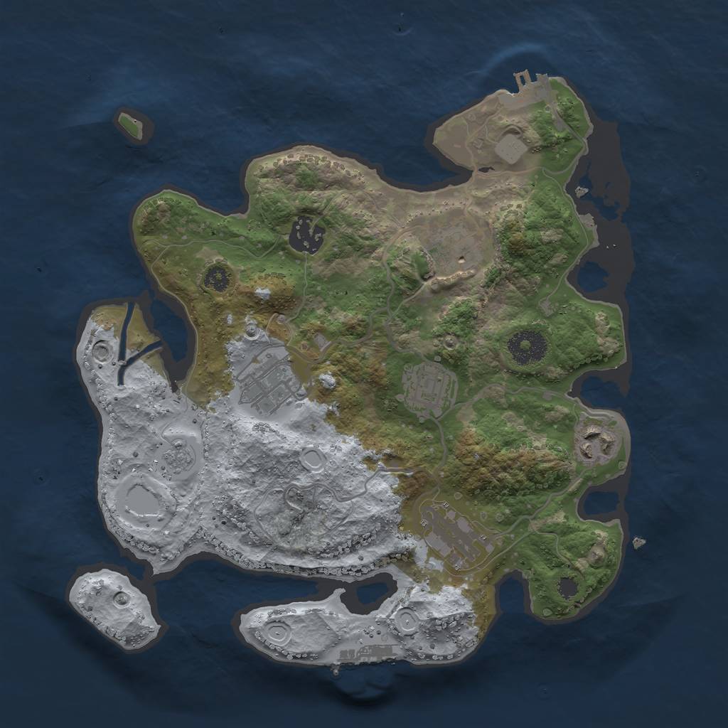 Rust Map: Procedural Map, Size: 3000, Seed: 30829, 12 Monuments