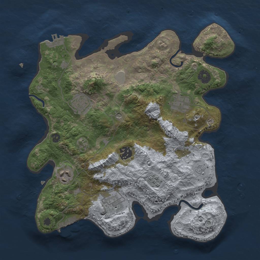 Rust Map: Procedural Map, Size: 3000, Seed: 33372, 13 Monuments
