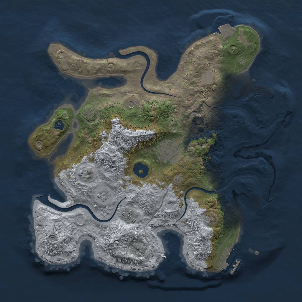 Rust Map: Procedural Map, Size: 3000, Seed: 9705, 8 Monuments