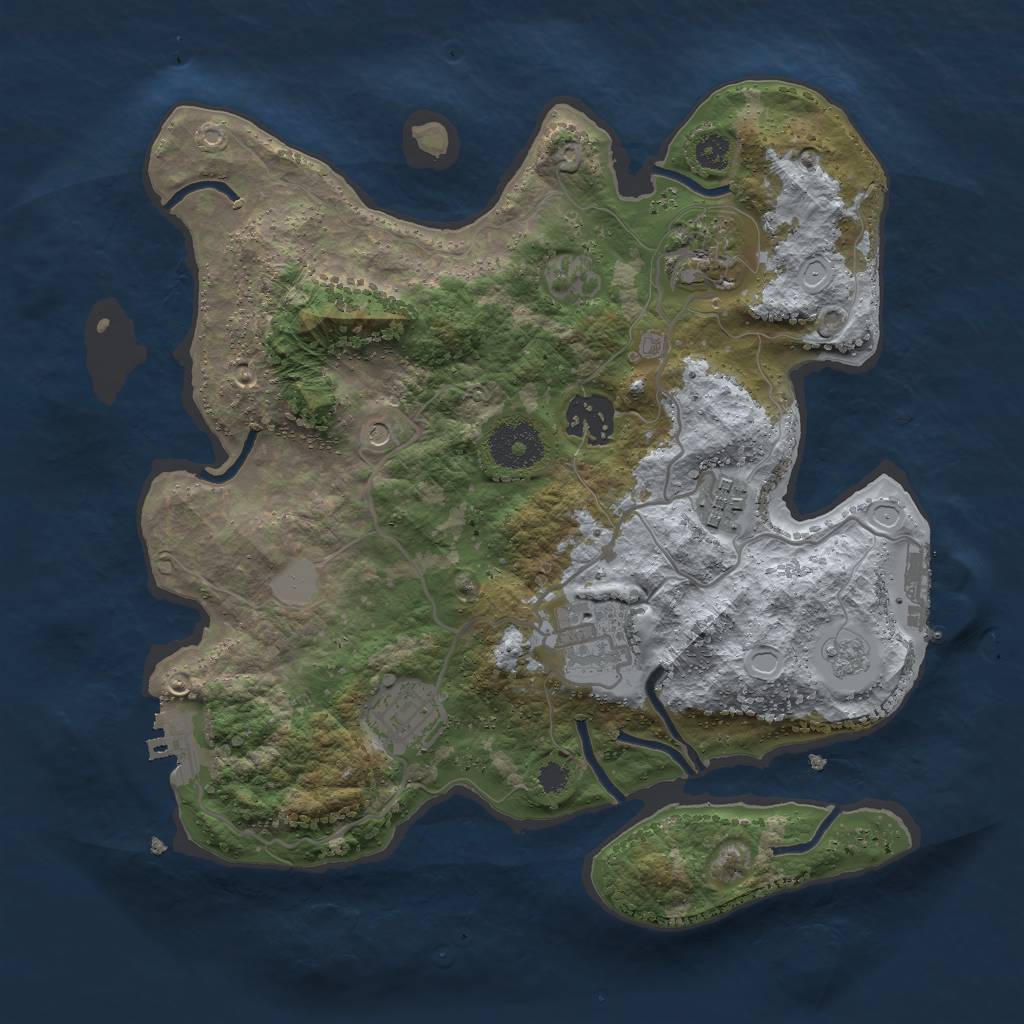 Rust Map: Procedural Map, Size: 3000, Seed: 21870, 12 Monuments