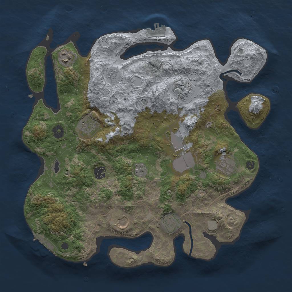 Rust Map: Procedural Map, Size: 3500, Seed: 20037359, 16 Monuments