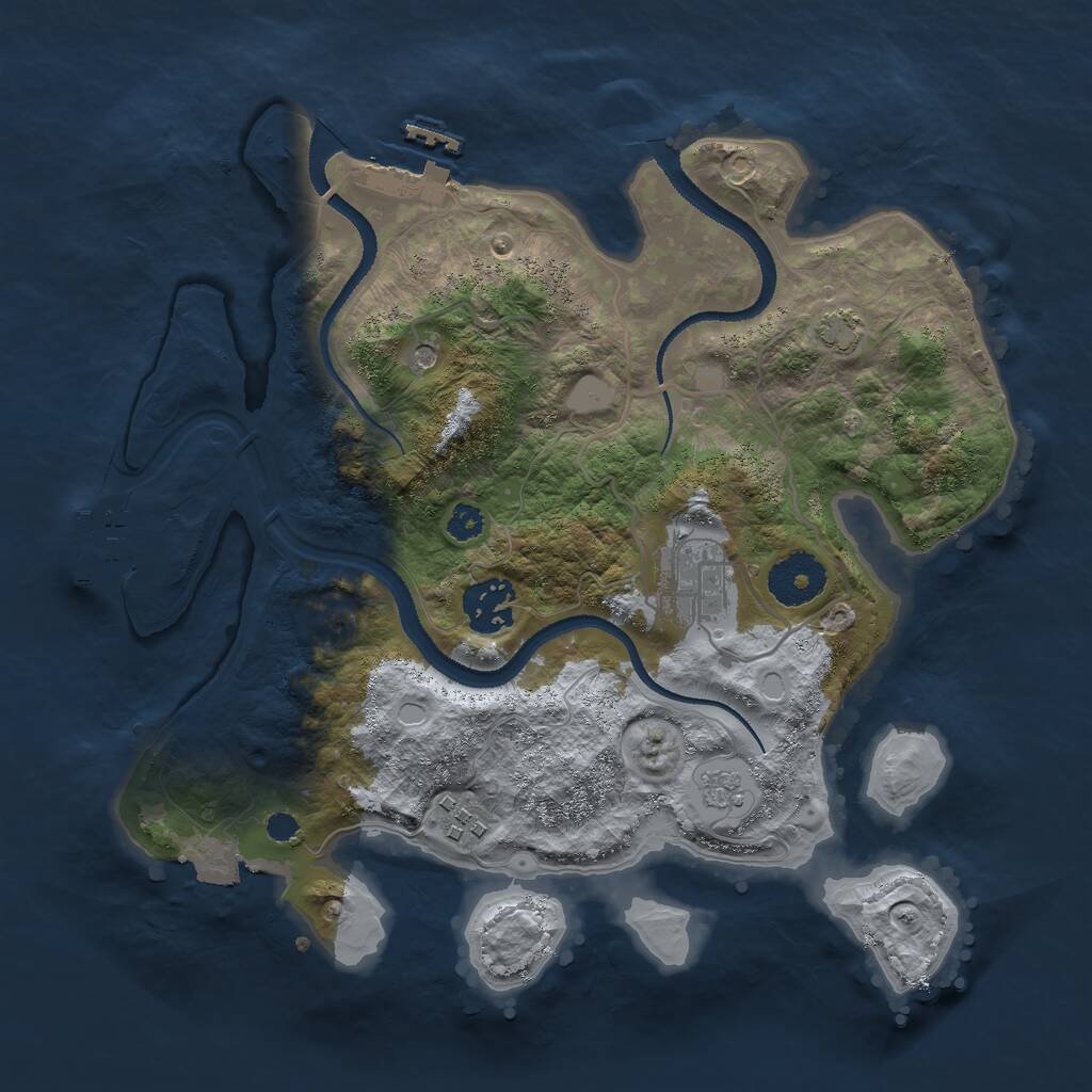 Rust Map: Procedural Map, Size: 3000, Seed: 28414, 9 Monuments