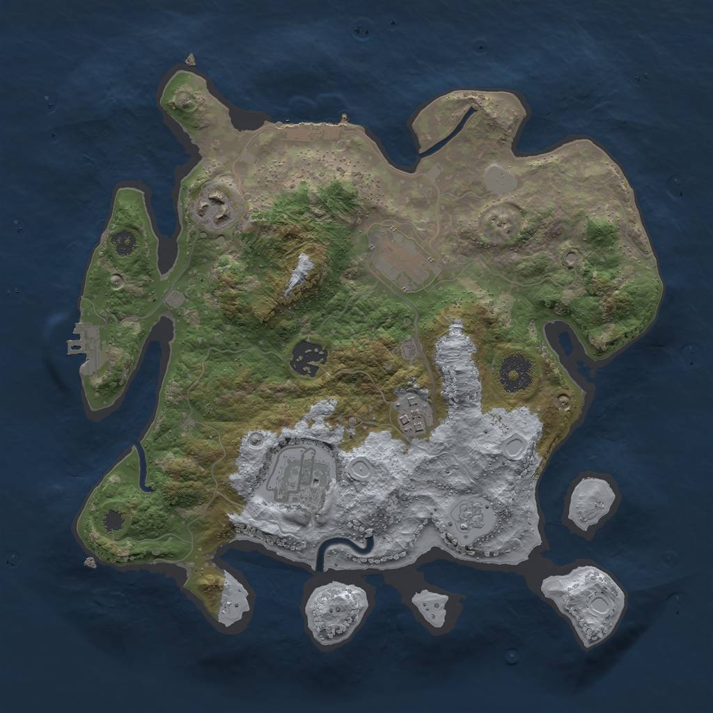 Rust Map: Procedural Map, Size: 3000, Seed: 28414, 11 Monuments