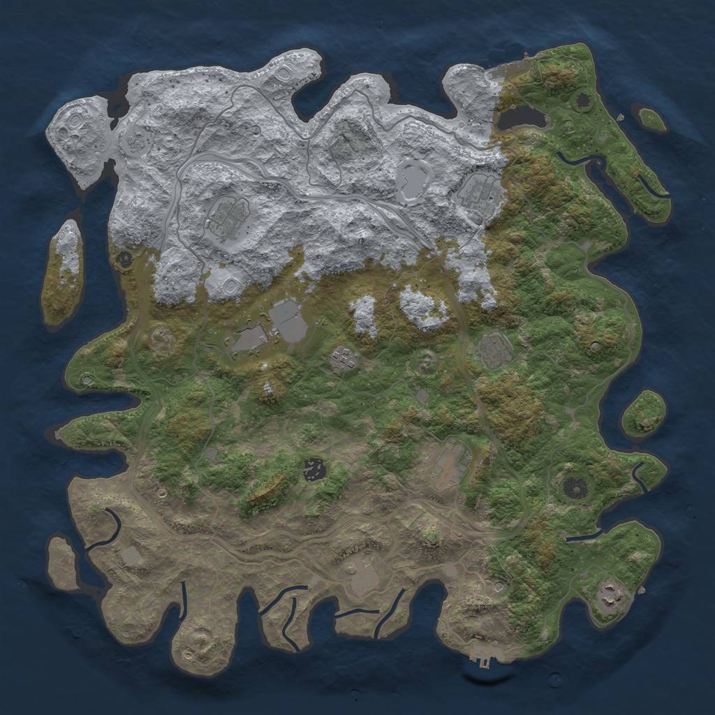 Rust Map: Procedural Map, Size: 4500, Seed: 1817383895, 16 Monuments