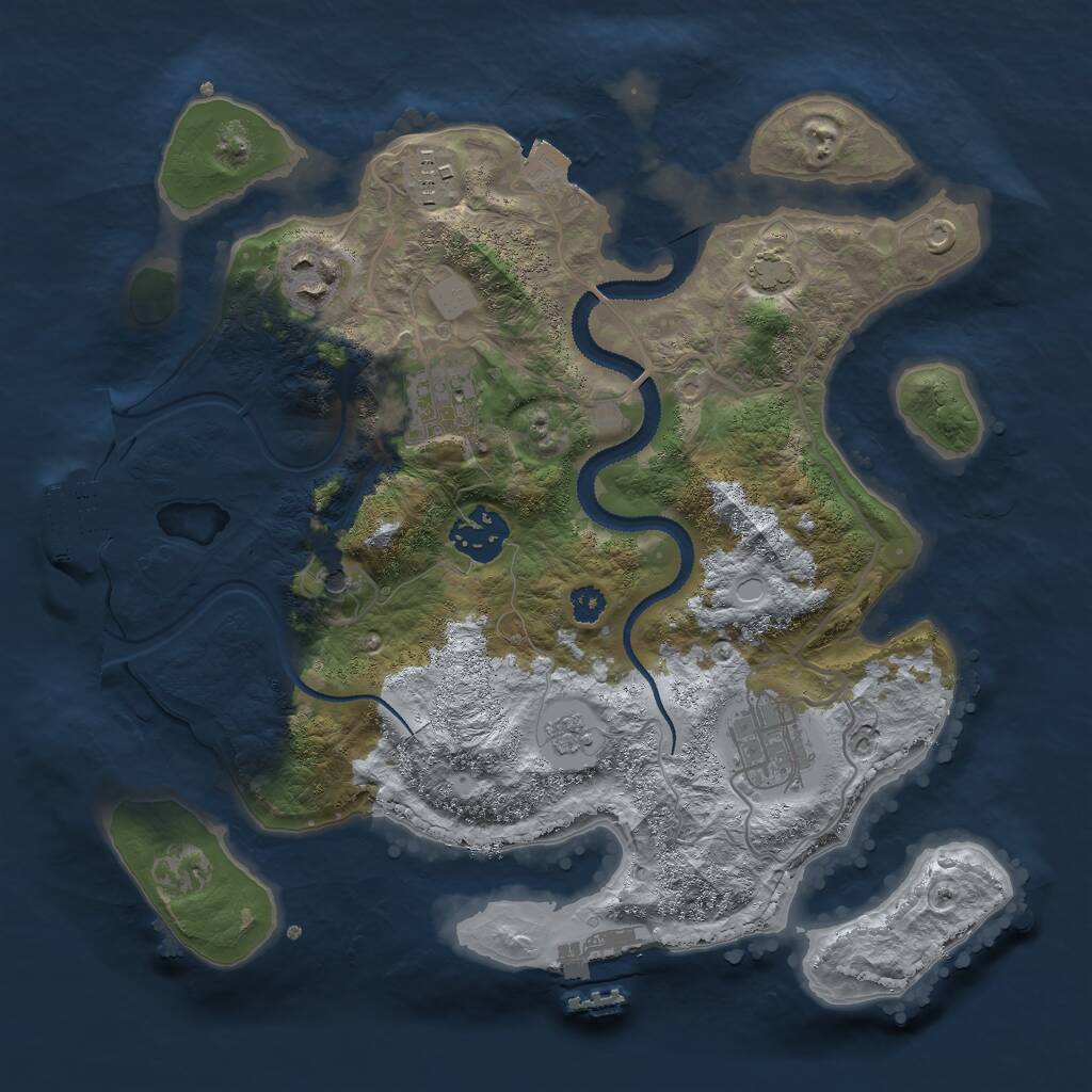 Rust Map: Procedural Map, Size: 3000, Seed: 383446596, 11 Monuments