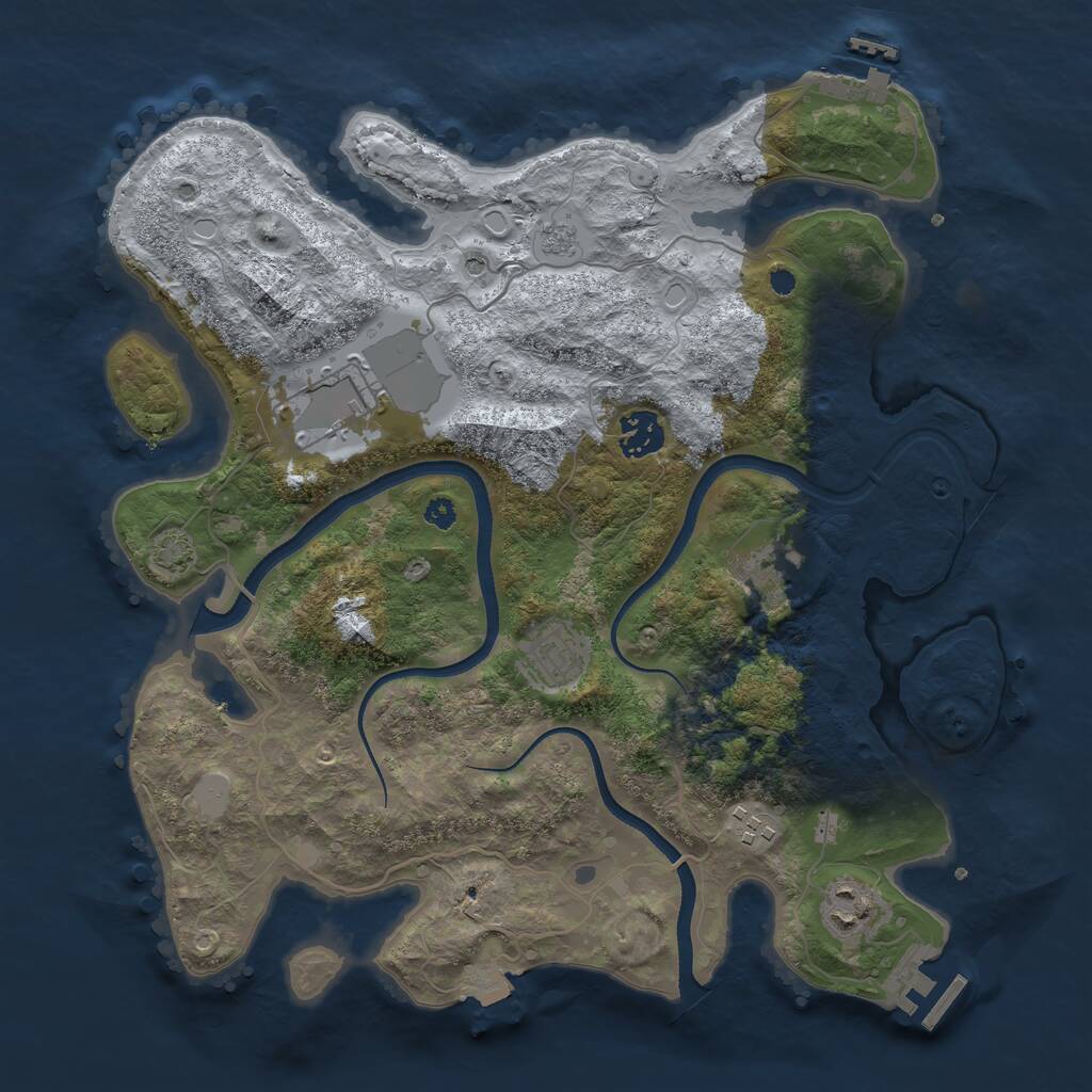 Rust Map: Procedural Map, Size: 3500, Seed: 1577065592, 12 Monuments