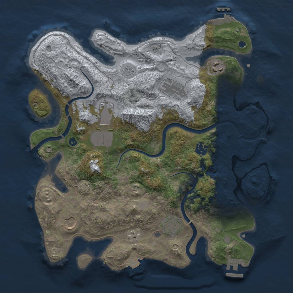 Rust Map: Procedural Map, Size: 3500, Seed: 1577065592, 13 Monuments