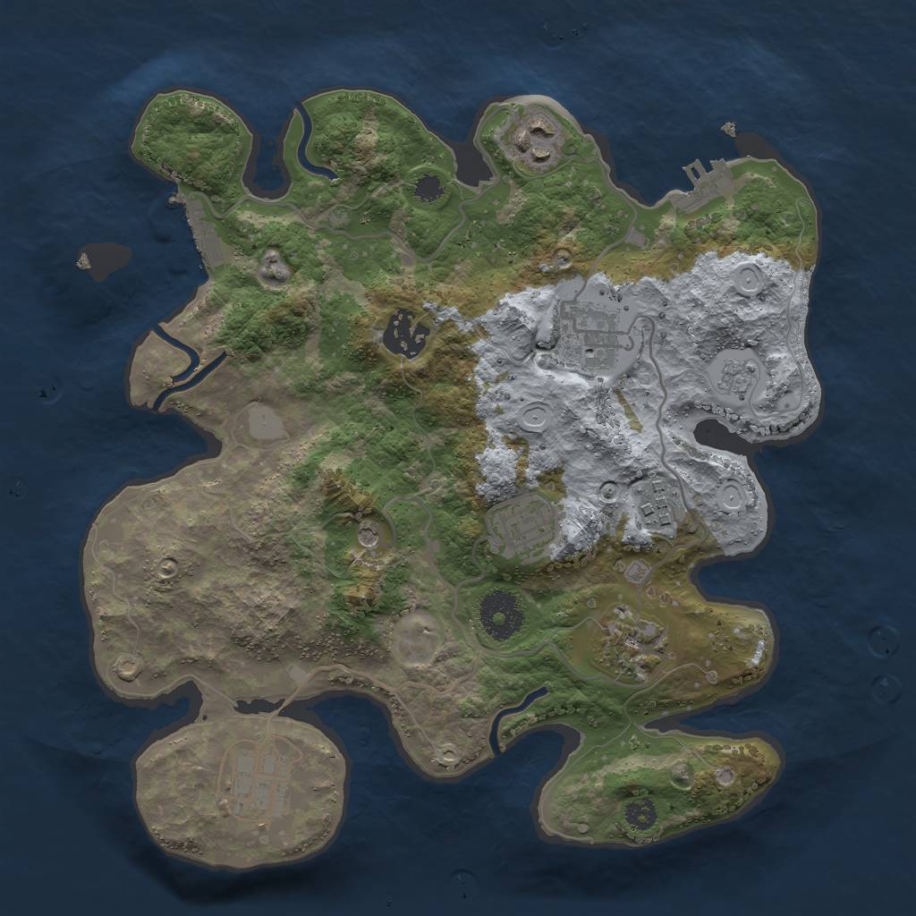 Rust Map: Procedural Map, Size: 3000, Seed: 16919, 14 Monuments