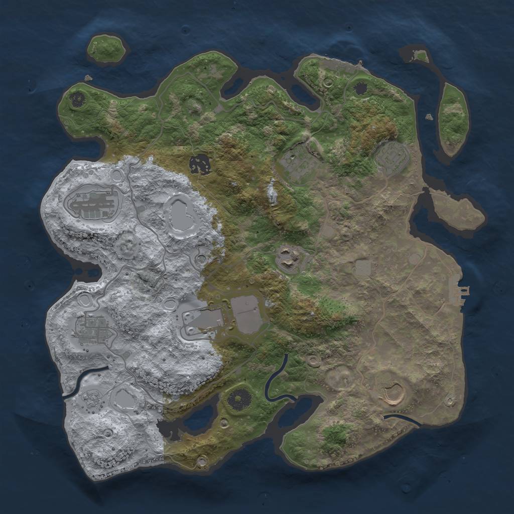 Rust Map: Procedural Map, Size: 3500, Seed: 1106127783, 15 Monuments
