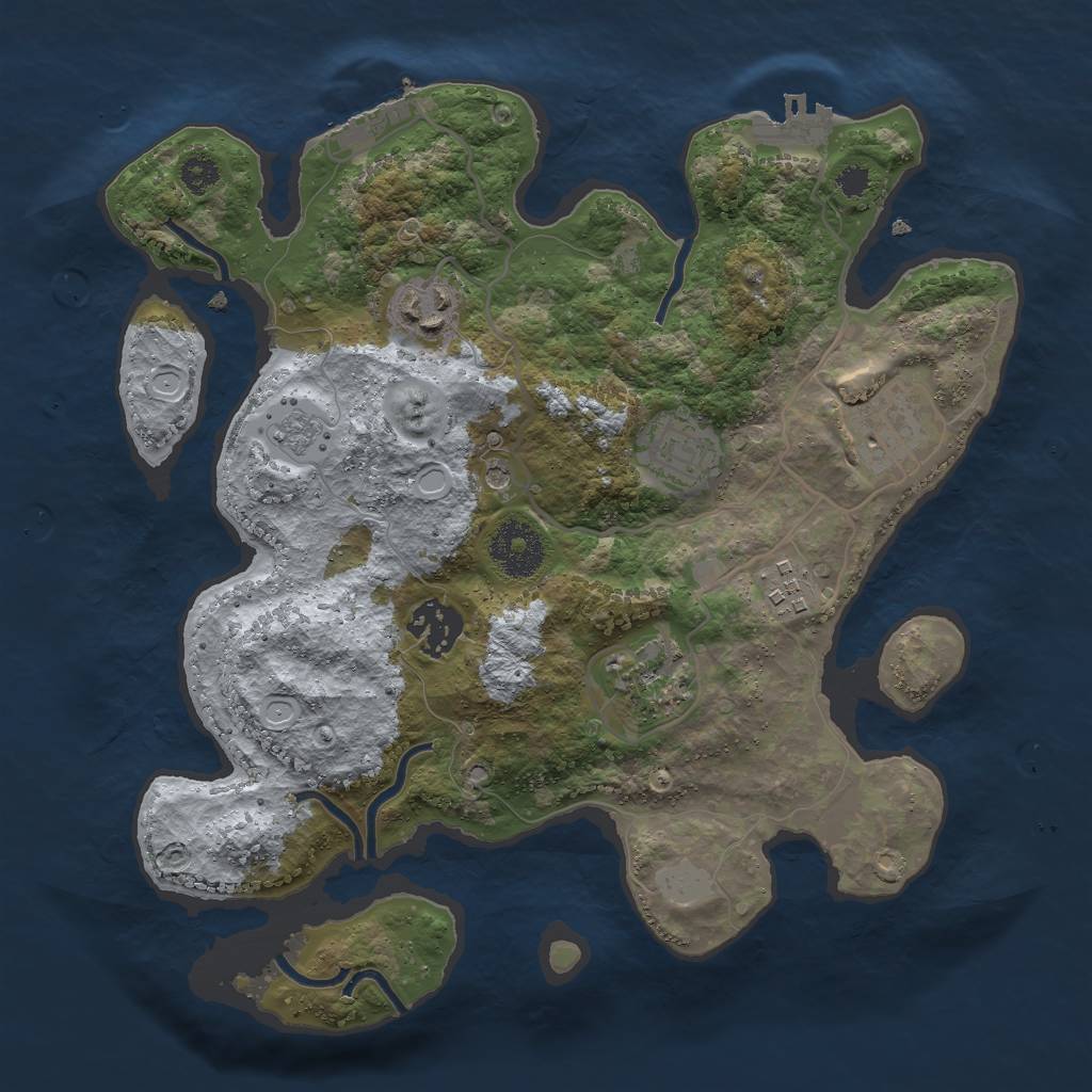 Rust Map: Procedural Map, Size: 3000, Seed: 6738000, 13 Monuments