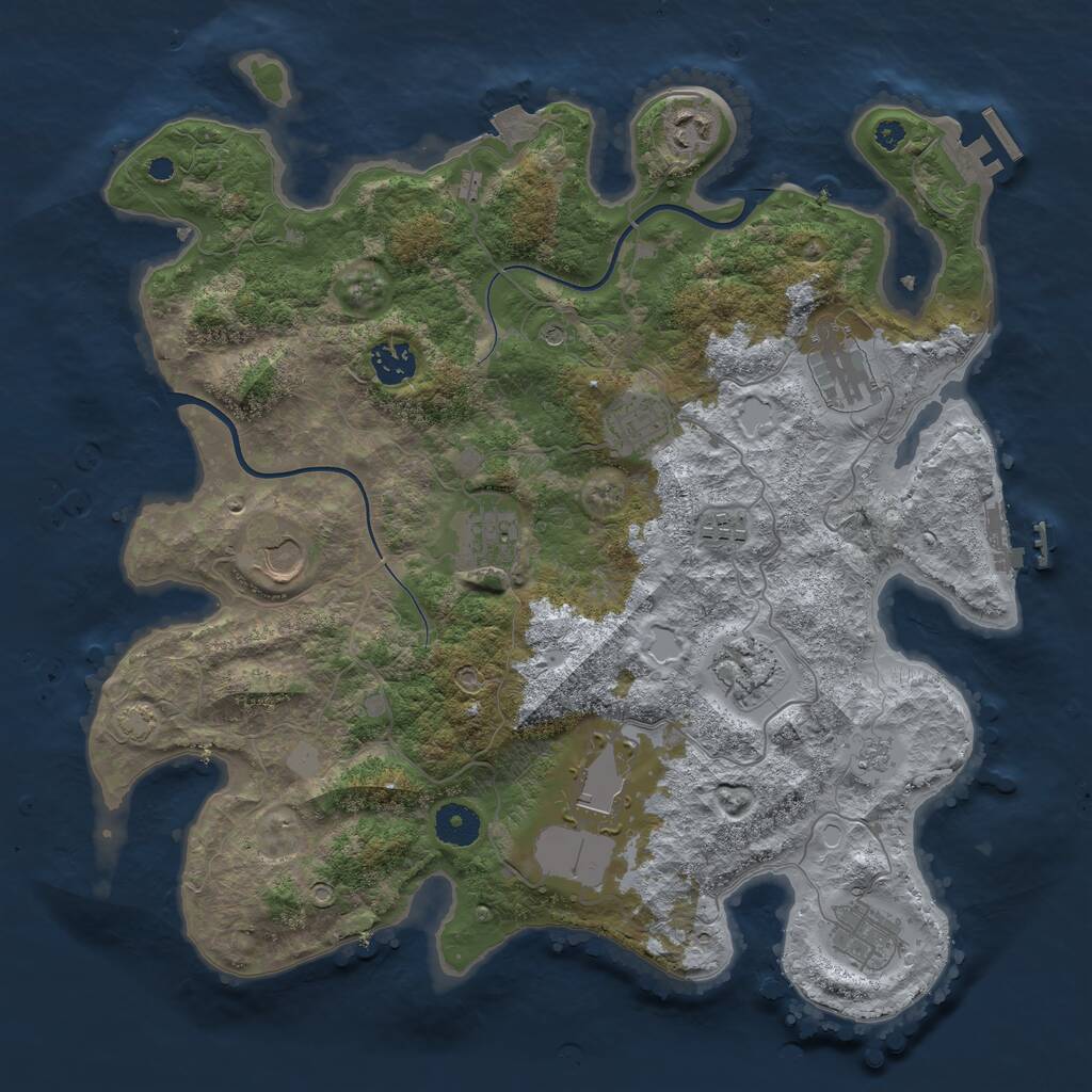 Rust Map: Procedural Map, Size: 3750, Seed: 1715975975, 16 Monuments