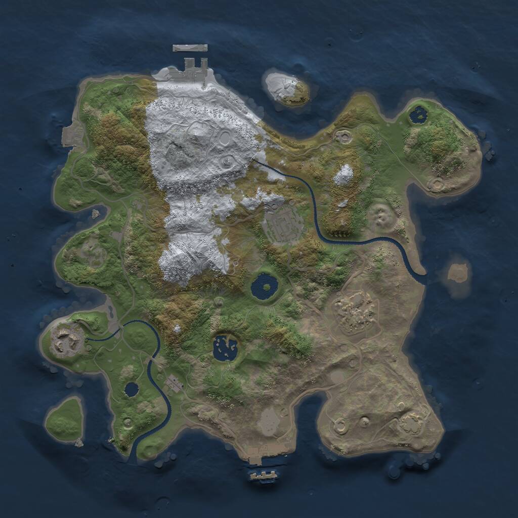 Rust Map: Procedural Map, Size: 3000, Seed: 5660, 8 Monuments