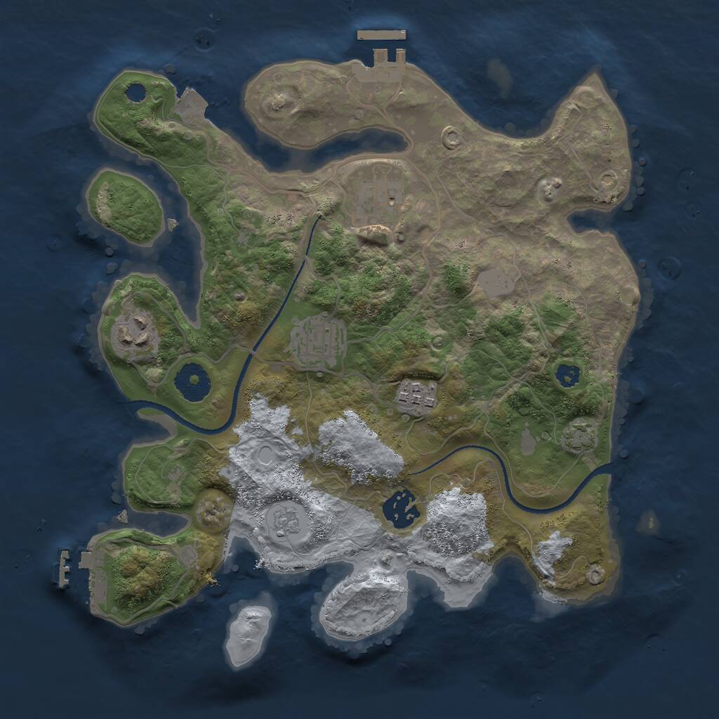 Rust Map: Procedural Map, Size: 3000, Seed: 1376030053, 10 Monuments